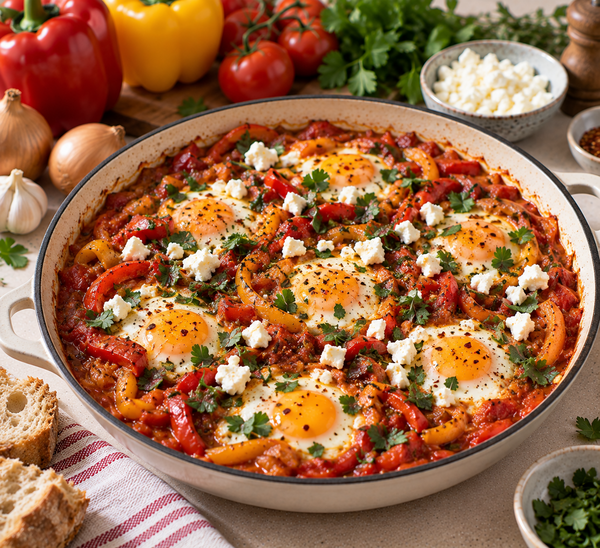 Shakshuka aux poivrons fondants et à la feta