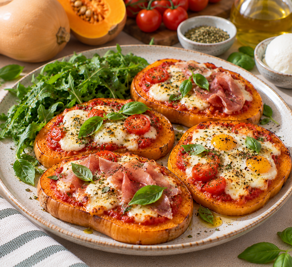 Pizzas de butternut à la tomate et mozzarella