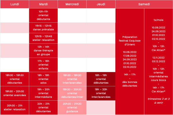 Nouveaux horaires des cours de danse