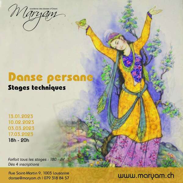 Une serie de 4 stages techniques pour débuter, entraîner et parfaire votre technique en danse persane