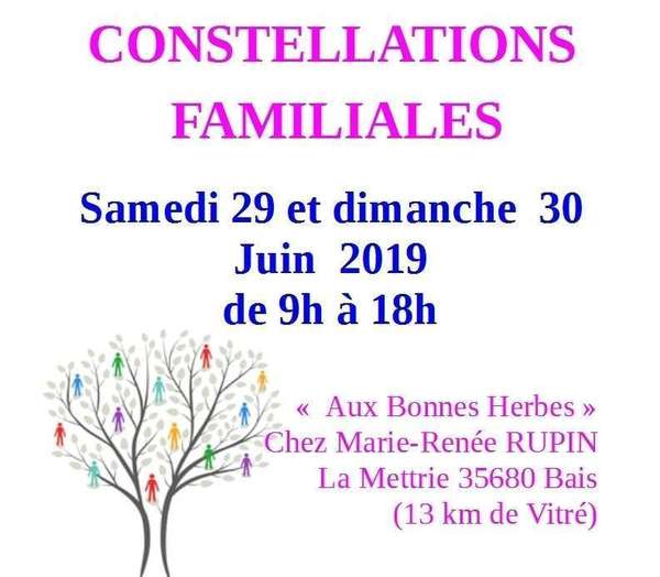 Constellations Familiales  Atelier Samedi 29/06/2019 et Dimanche 30/06/2019