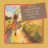 Une image colorée, une femme heureuse marche vers le trésor qui se trouve au bout de l'arc-en-ciel, lorqu'elle vit enfin ses envies, ses rêves