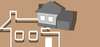 croquis maison blanc et maison grise sur fond marron