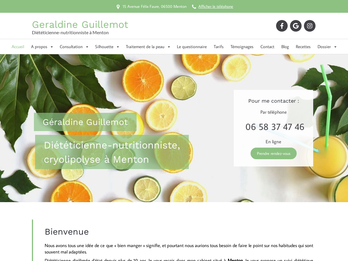 Exemple de site internet de Santé et Bien-être à Menton