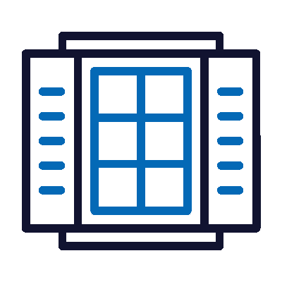 Wired outline 1740 window shutters hover close open