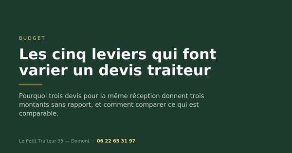 Devis traiteur : les cinq leviers qui font varier le prix d'une réception