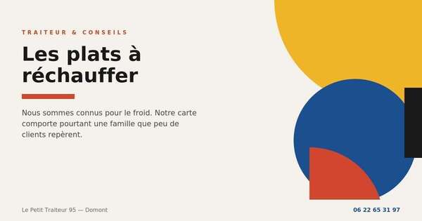 Plats à réchauffer en portions de deux kilos du Petit Traiteur 95