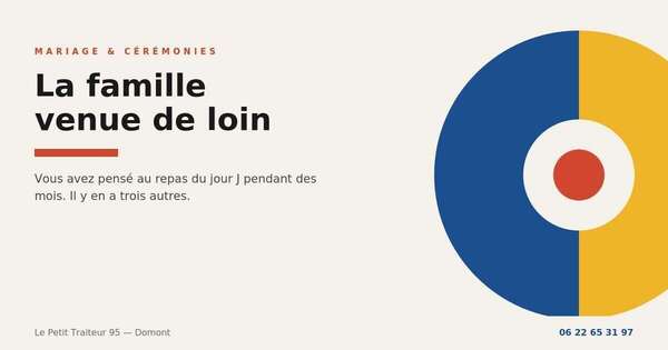 Repas de week-end de cérémonie pour la famille venue de loin