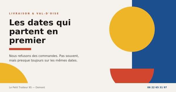 Calendrier des dates de livraison traiteur les plus demandées