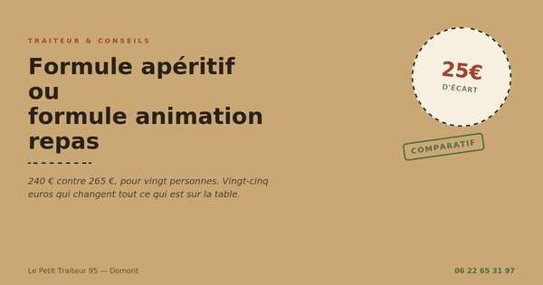 Formule apéritif ou formule animation repas pour vingt personnes