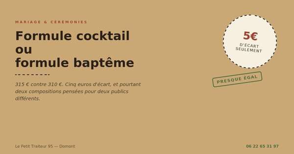Formule cocktail ou formule baptême pour vingt personnes