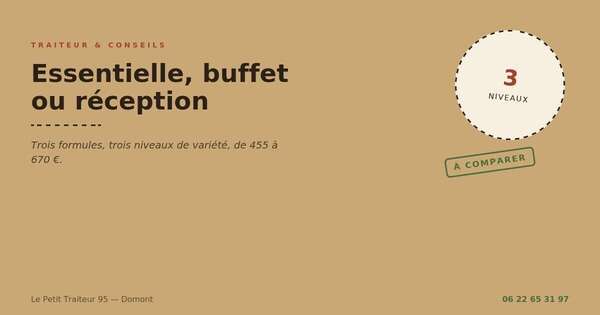 Formule essentielle buffet ou réception comparées