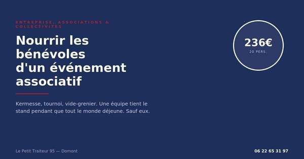 Nourrir les bénévoles d'une kermesse ou d'un tournoi