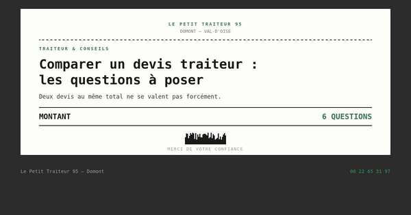 Questions à poser pour comparer un devis traiteur avant de signer