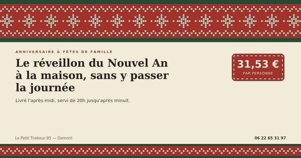 Réveillon du Nouvel An à la maison avec un buffet livré