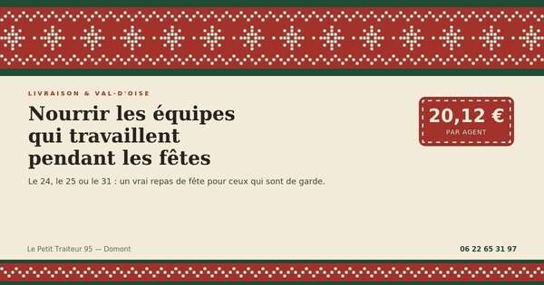 Repas de fête pour les équipes qui travaillent pendant les fêtes