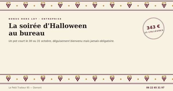 Soirée d'Halloween au bureau avec un pot d'équipe