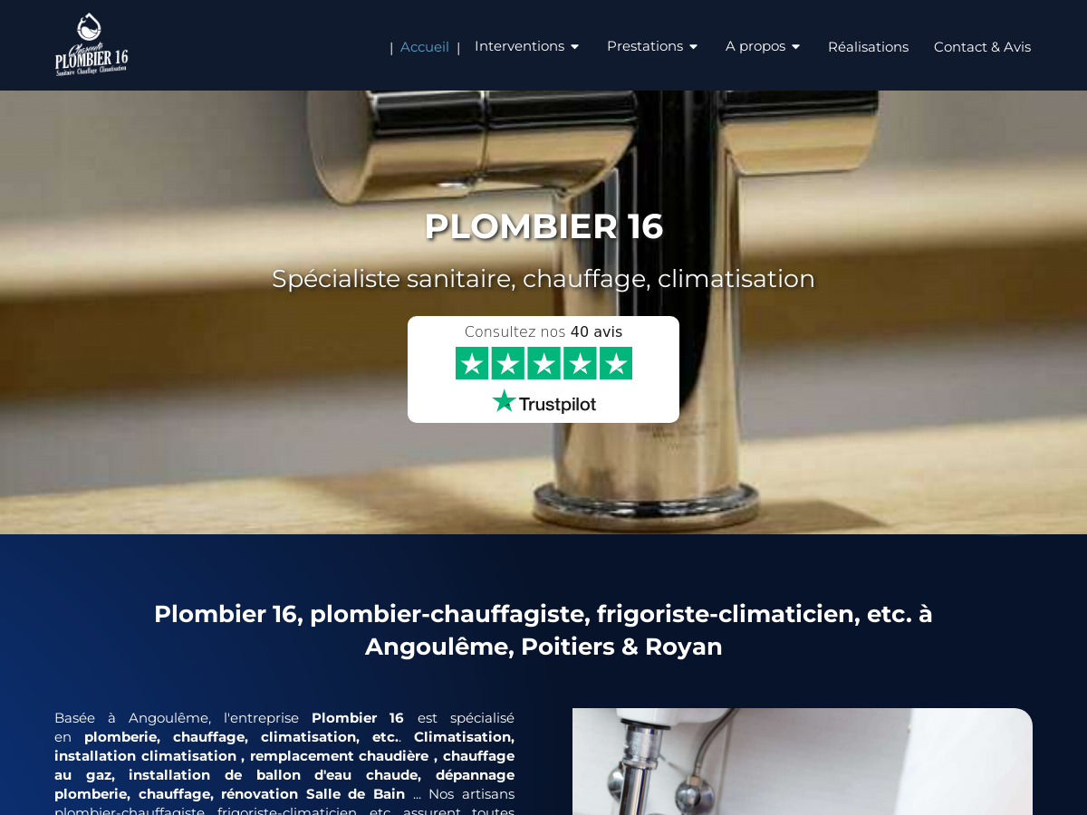 Exemple de site internet de Plomberie, Chauffage et Climatisation à Poitiers