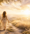 Enfant marchant sur chemin symbolisant parcours de vie