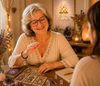 Femme souriante proposant rendez vous consultation tarot