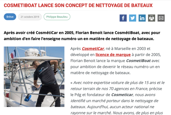 La nouvelle franchise CosmétiBoat dans Franchise Magazine