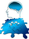 profil cerveau puzzle bleu