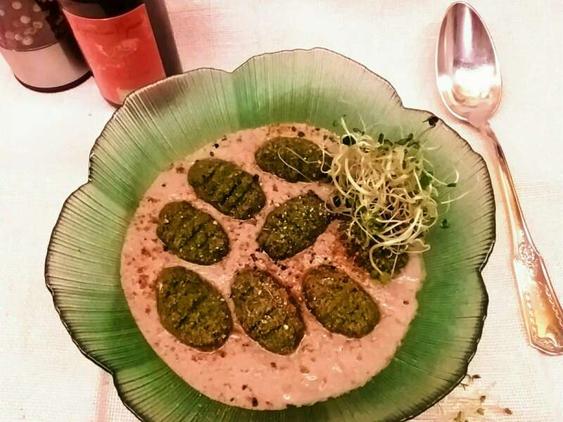 Gnocchis d'épinards, sauce champignons, l'Instant cru