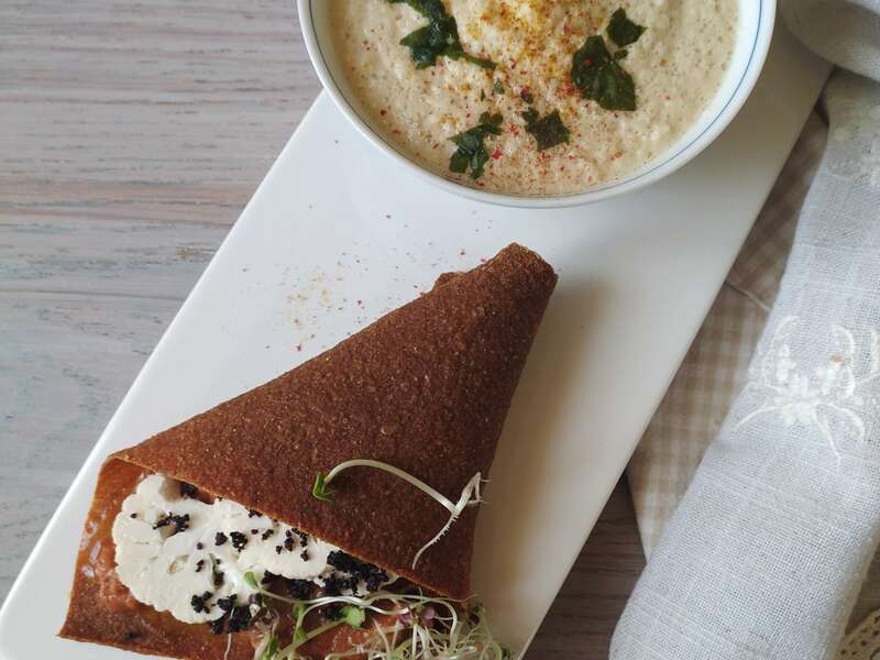 Curry de chou-rave et petit cornet de chou-fleur