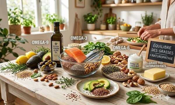 Différents aliments sources de graisses saines