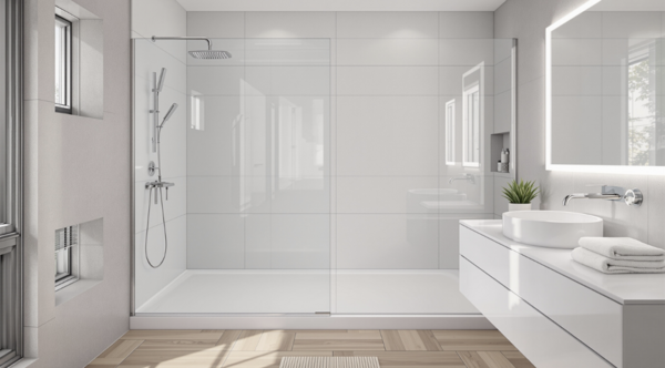 Douche extra-plate et rénovation complète de salle de bain à Saint-Nazaire