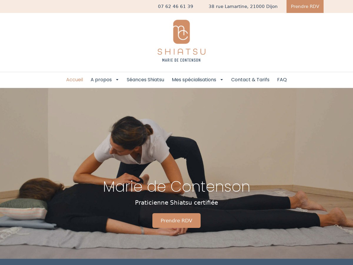 Exemple de site internet de Shiatsu à Dijon