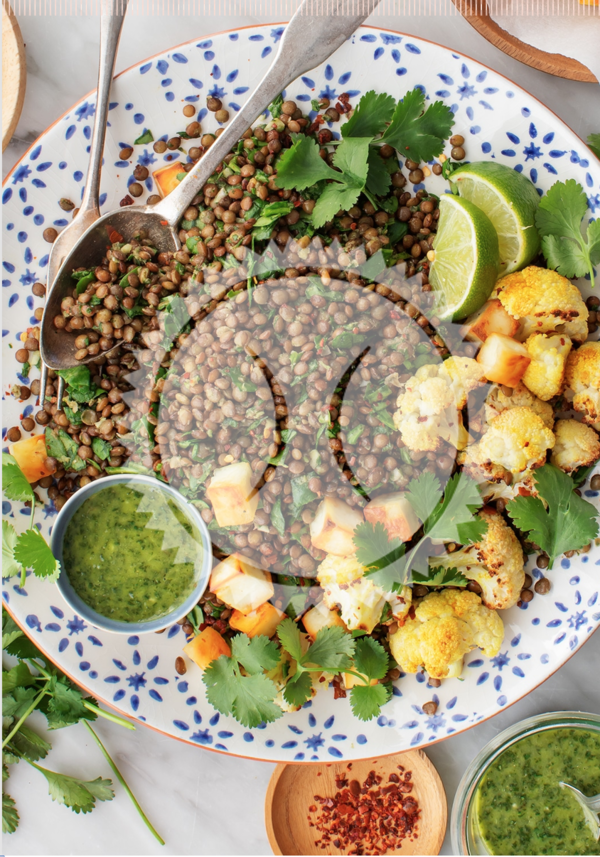 Salade de Lentilles, Sauce Coriandre & Citron Vert