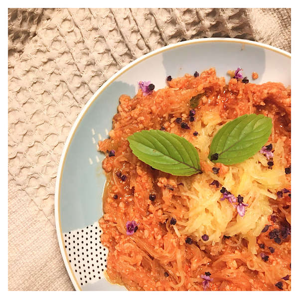 Courge spaghetti et bolognaise végétale