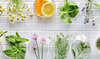 Herbes aromatiques et fruits frais pour naturopathie vitalité