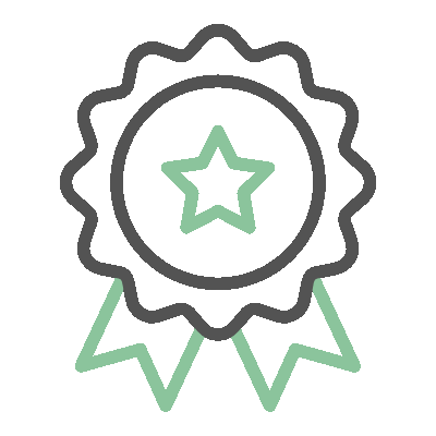 Wired outline 434 prize padge ribbon hover pinch