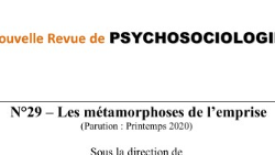 Appel à contribution du numéro 29 de la Nouvelle Revue de Psychosociologie