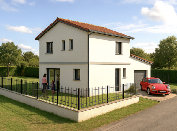 Construction : Projet maison 5 pièces 103 m² sur terrain de 475 m². Pomeys (69590)