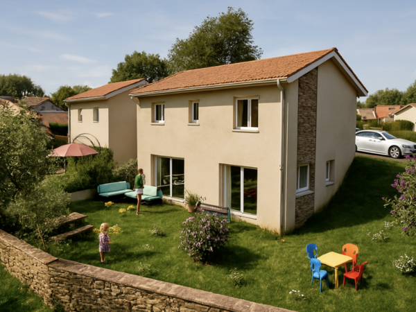 Construction : Projet maison 5 pièces 115 m² sur terrain de 348 m². Sourcieux-Les-Mines (69210)