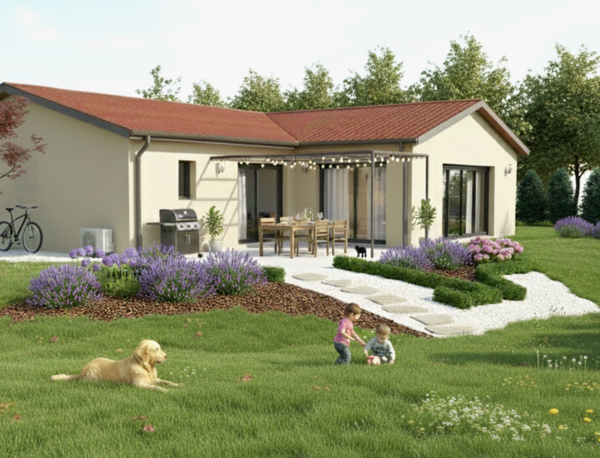 Construction : Projet maison de 111m² 4 pièces sur terrain de 767m². Fleurieu-sur-Saône (69250)