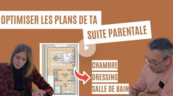 Suite parentale plan chambre avec salle de bain et dressing