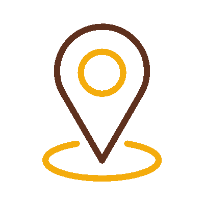 Wired outline 53 location pin on round map