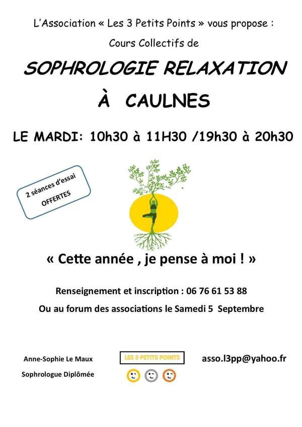 C'est reparti !! Cours collectifs de sophrologie à Caulnes pour l'année 2020-2021
