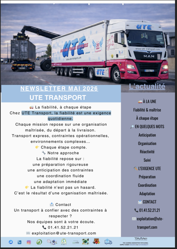 UTE Transport, la fiabilité est une exigence quotidienne.