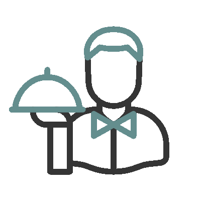 Wired outline 690 waiter restaurant hover pinch