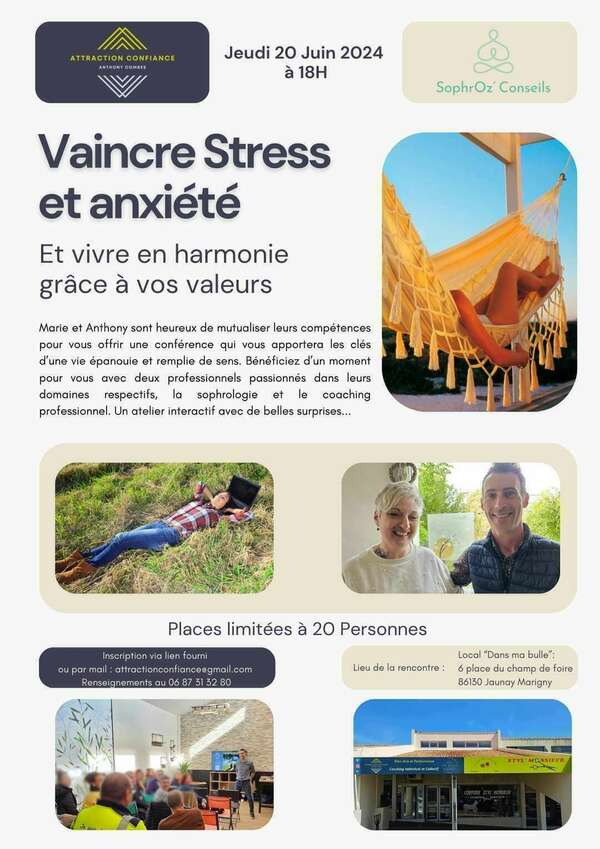 Conférence Vaincre le stress et l'anxiété grâce à vos valeurs 
