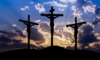 Scène de la crucifixion de Jésus Christ et les 2 larrons 