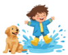 Enfant insouciant plus un chien heureux 