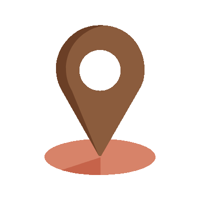 Wired flat 53 location pin on round map hover jump