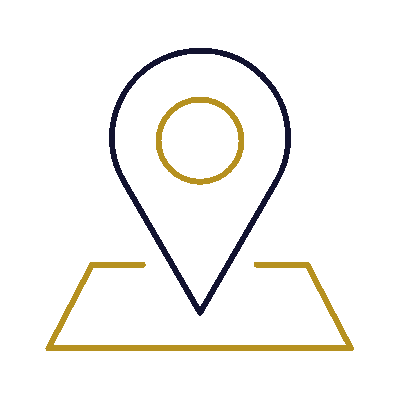 Wired outline 52 location pin on square map hover jump