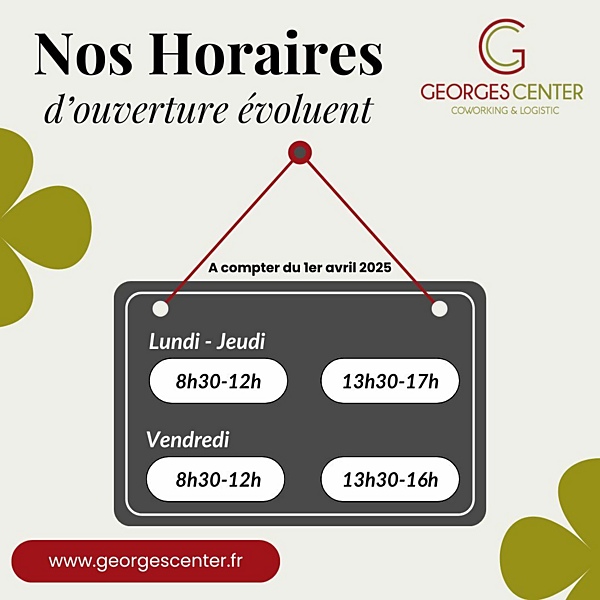 Nouveaux horaires d'ouverture de l'accueil à partir du 1er avril 2025